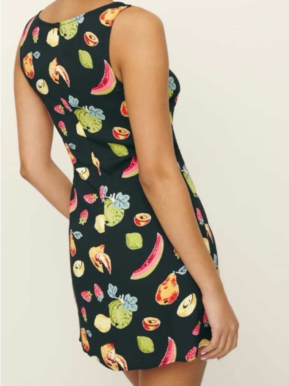 Reformation Black Tropical Fruit Print Dress - Picture 5 of 7